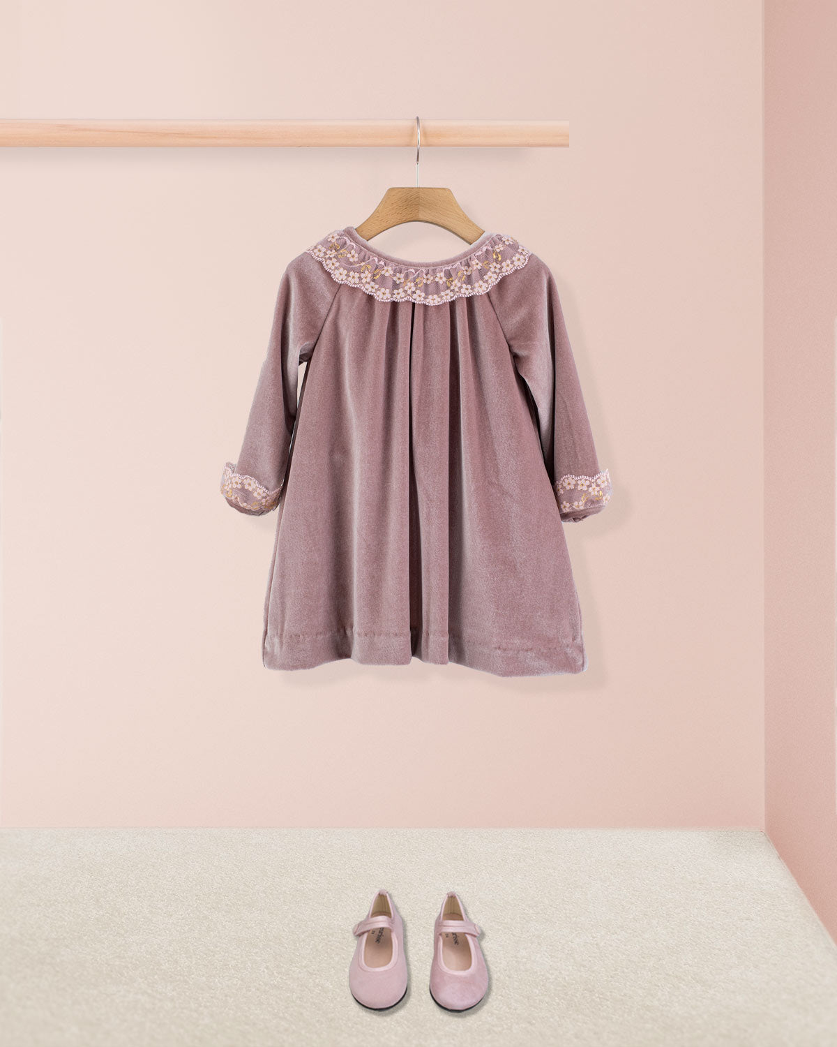 Rosa Italian Rose Velvet A-Line- Dress - Dress