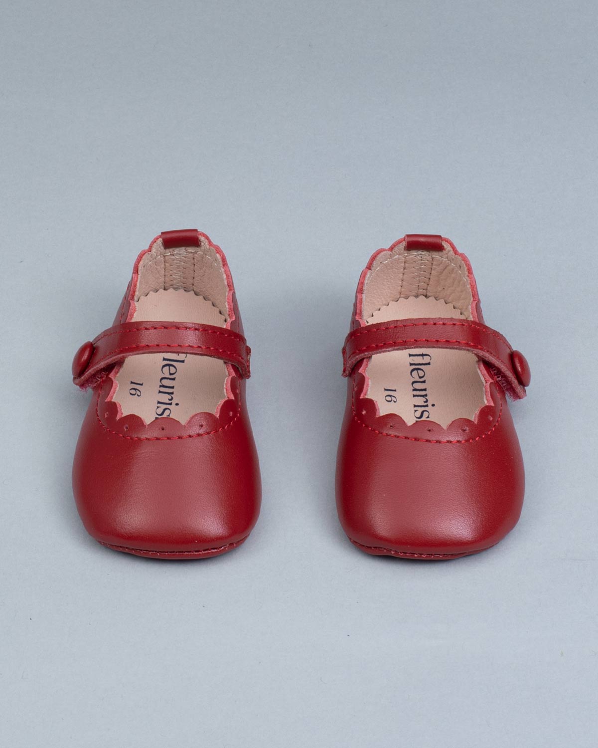 Chloe Scallop Baby Red Leather Crib Shoe - Shoe