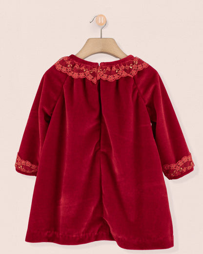 Rosa Italian Red Velvet A-Line- Dress - Dress