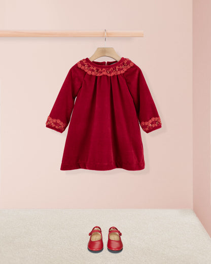 Rosa Italian Red Velvet A-Line- Dress - Dress