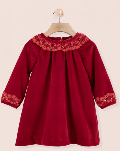 Rosa Italian Red Velvet A-Line- Dress - Dress