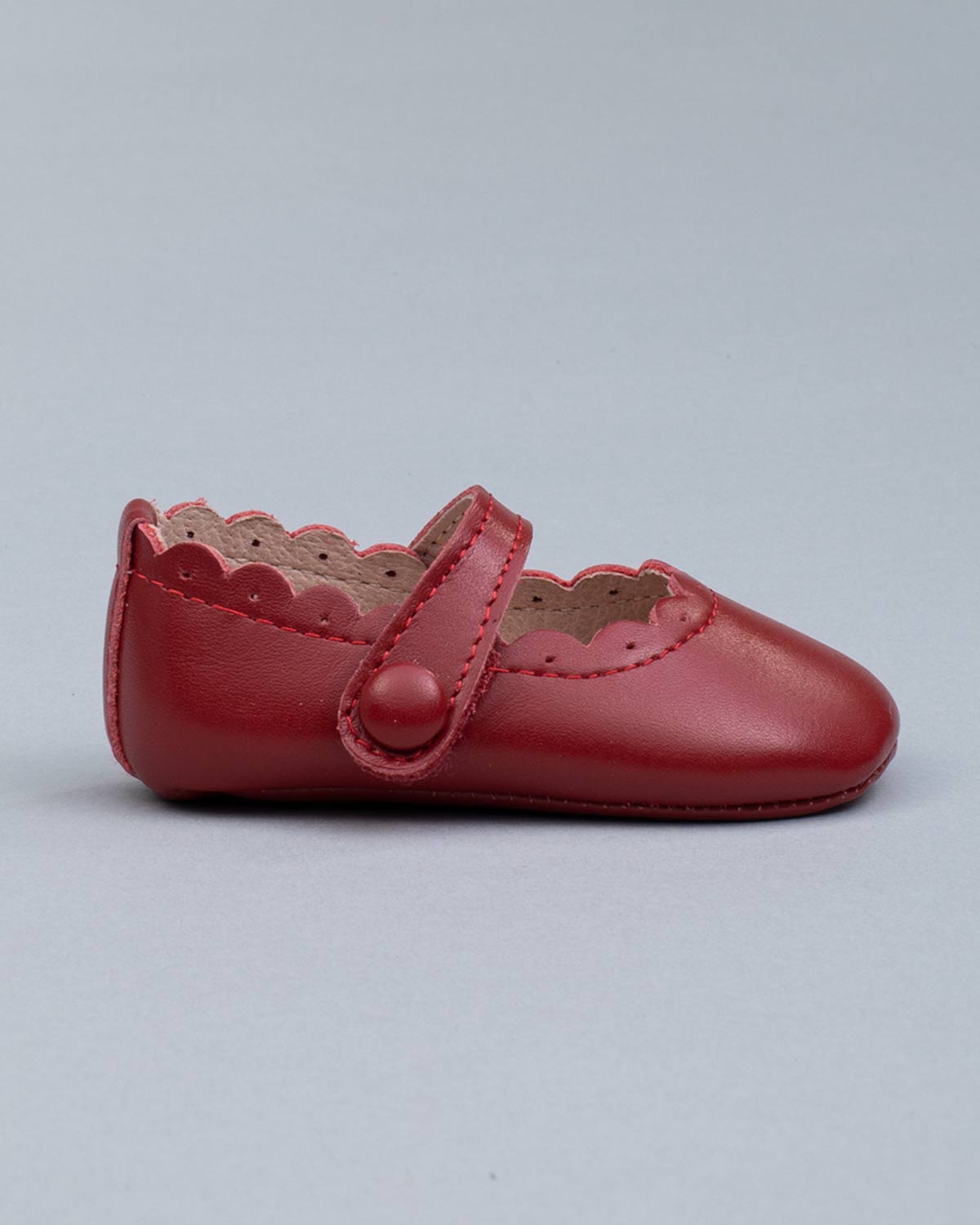 Chloe Scallop Baby Red Leather Crib Shoe - Shoe