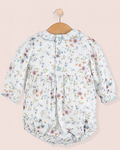 Beatrice Tuscany Blue Floral Bubble - Romper