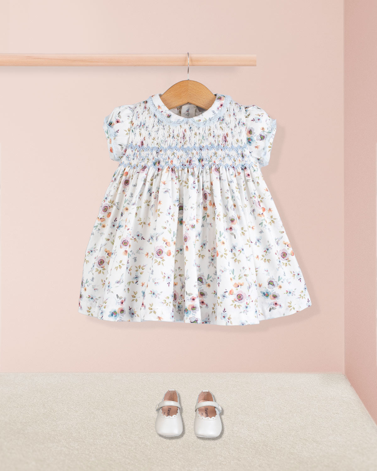 Bianca Tuscany Blue Floral Smock - Baby Dress