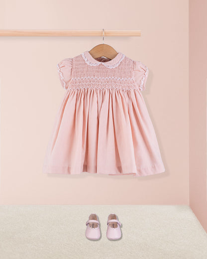 Bianca Italian Pink Flannel Smock - Baby Dress