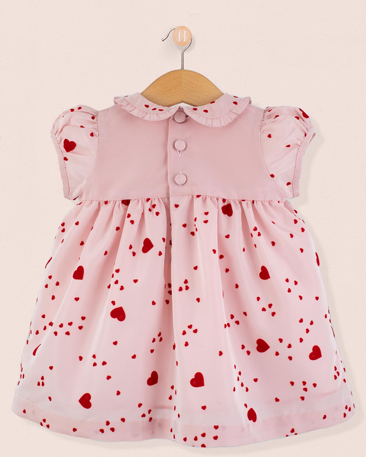 Baby Valentine Taffeta Pink Hearts Smock - Baby Dress
