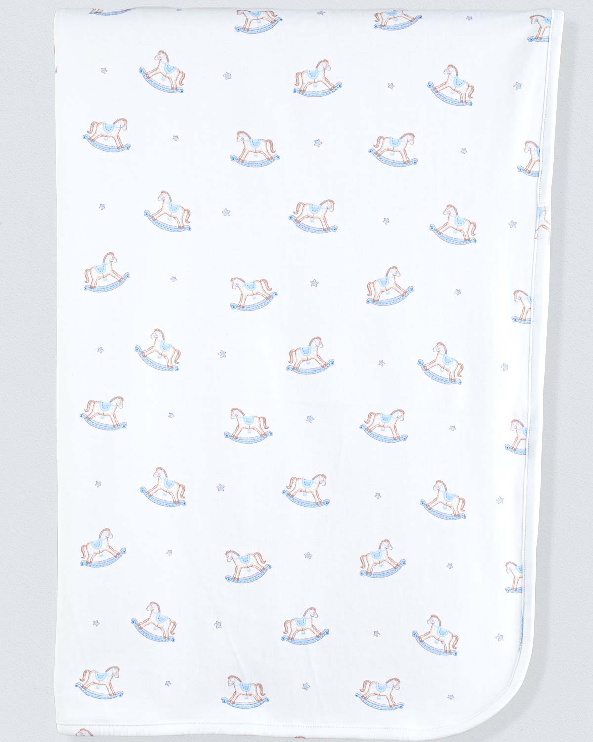 Pima Blue Rocking Horses Receiving Blanket - Blanket