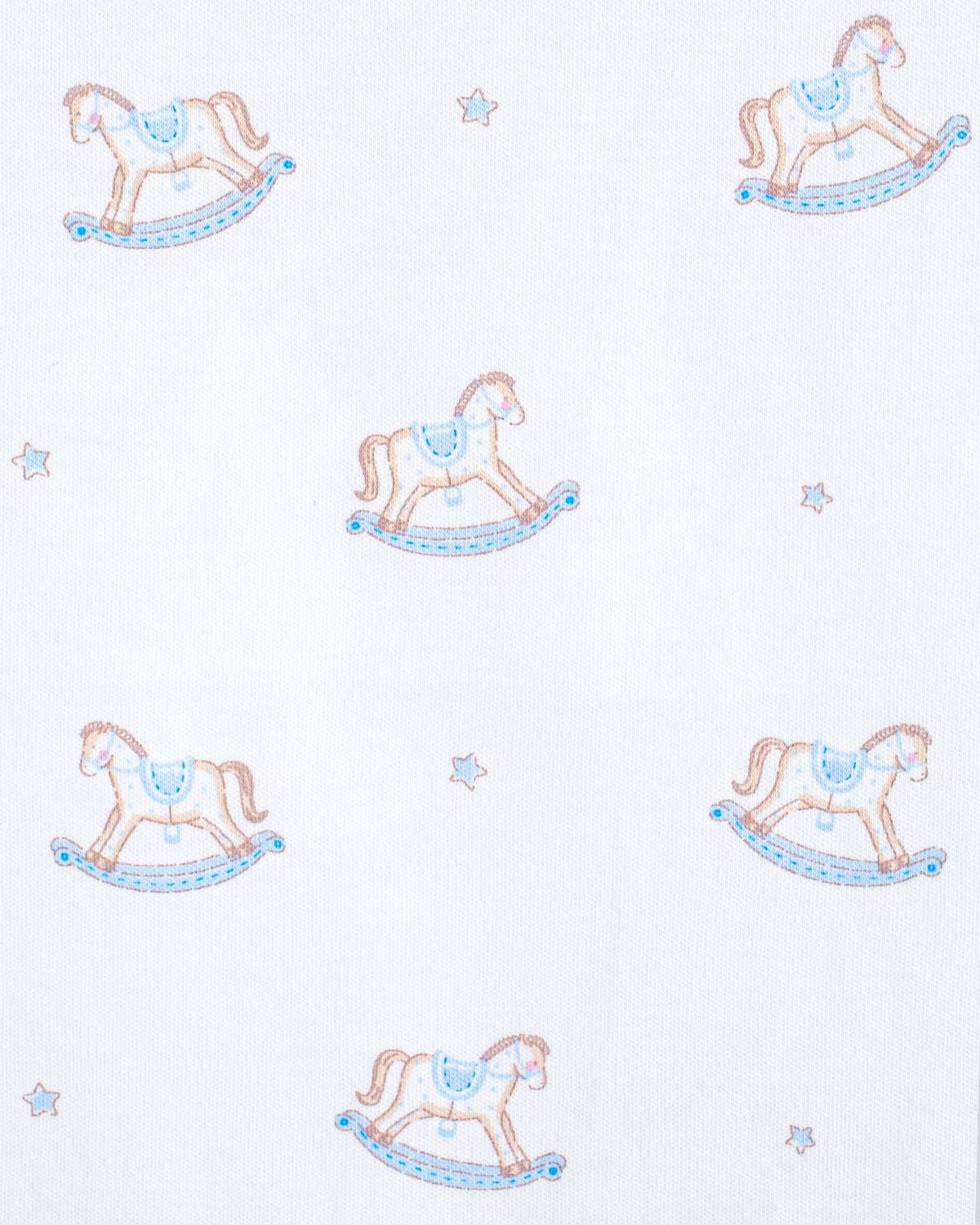 Pima Blue Rocking Horses Towel - Layette