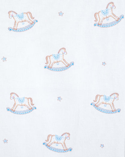 Pima Blue Rocking Horses Towel - Layette
