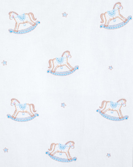 Pima Blue Rocking Horses Towel - Layette