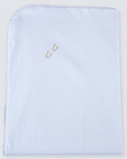 Pima Blue Embroidered Horse Receiving Blanket - Blanket