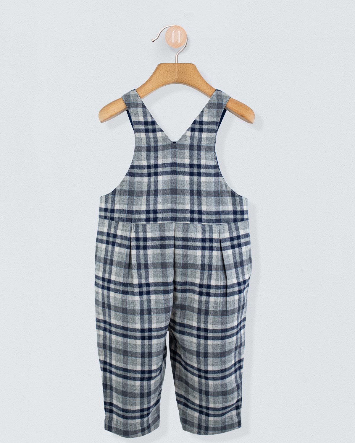Bear Grey Plaid Flannel Overall - Romper