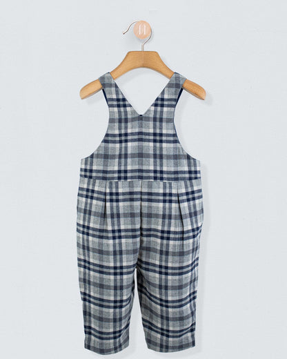 Bear Grey Plaid Flannel Overall - Romper