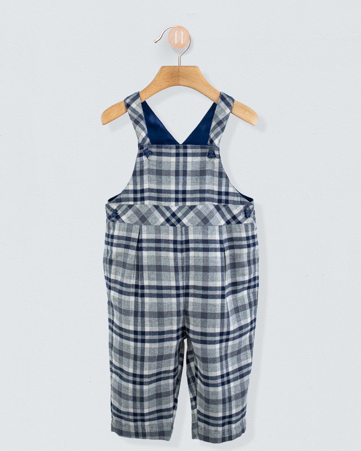 Bear Grey Plaid Flannel Overall - Romper