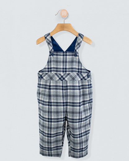 Bear Grey Plaid Flannel Overall - Romper