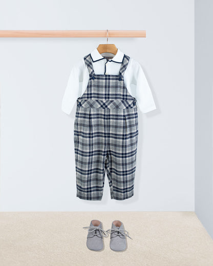Bear Grey Plaid Flannel Overall - Romper