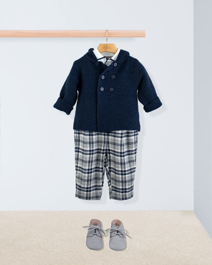 Bear Grey Plaid Flannel Overall - Romper
