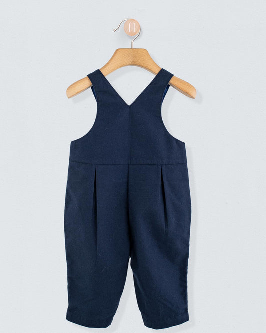 Bear Italian Navy Flannel Overall - Romper