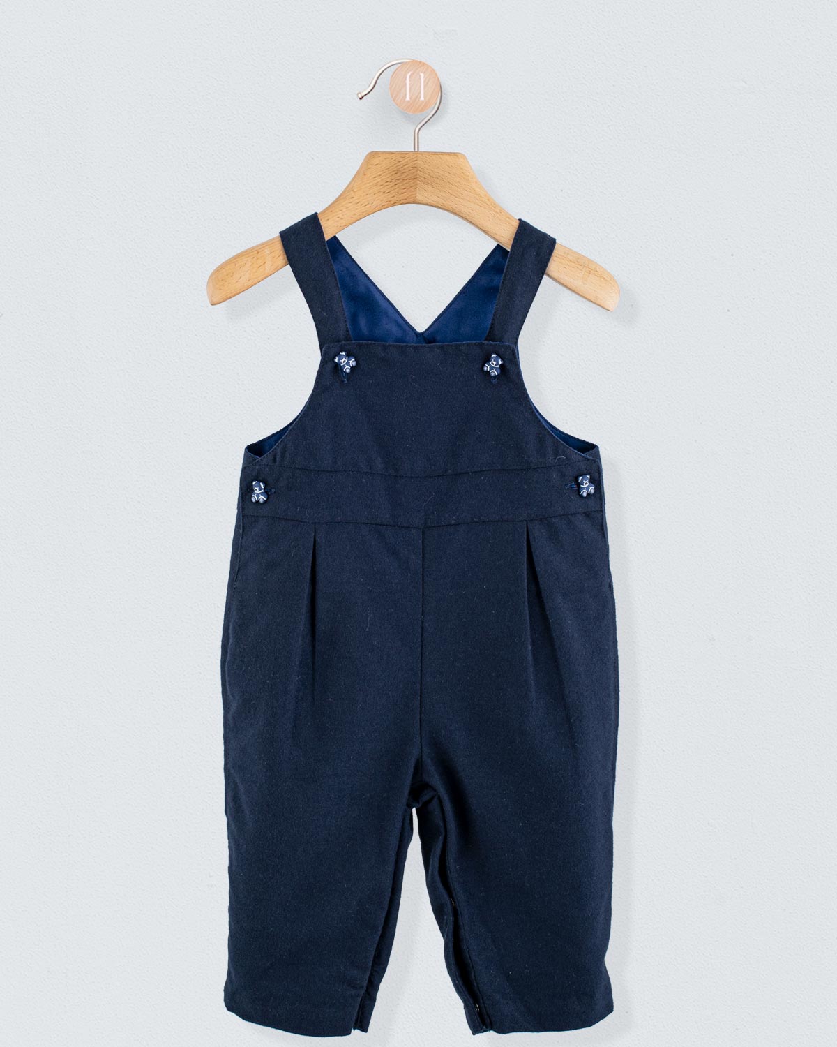 Bear Italian Navy Flannel Overall - Romper