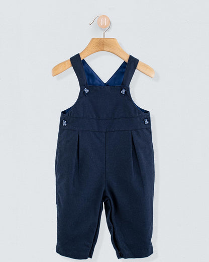 Bear Italian Navy Flannel Overall - Romper