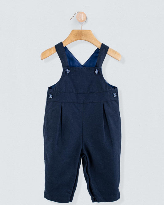 Bear Italian Navy Flannel Overall - Romper