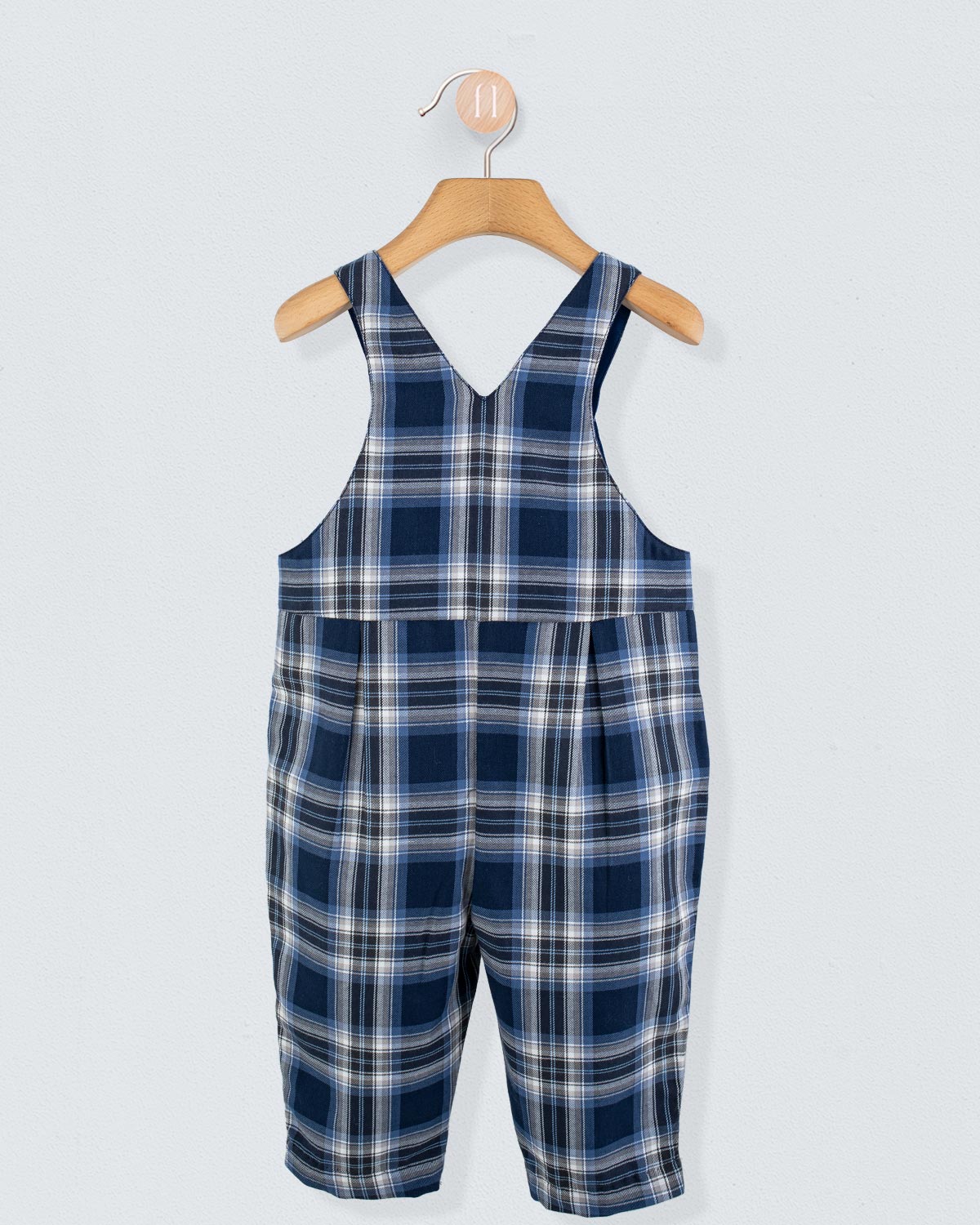 Bear Italian Navy Tartan Overall - Romper