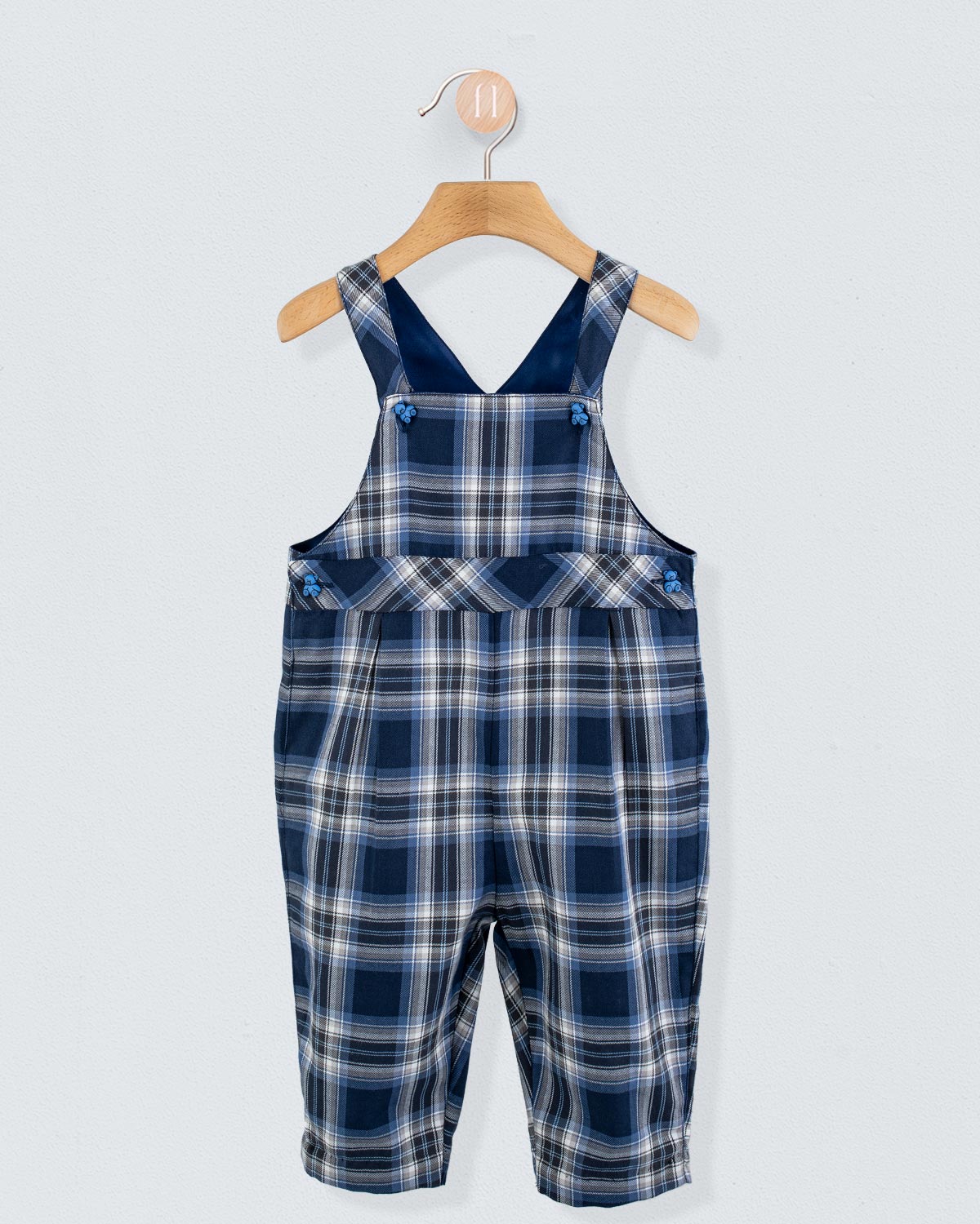 Bear Italian Navy Tartan Overall - Romper