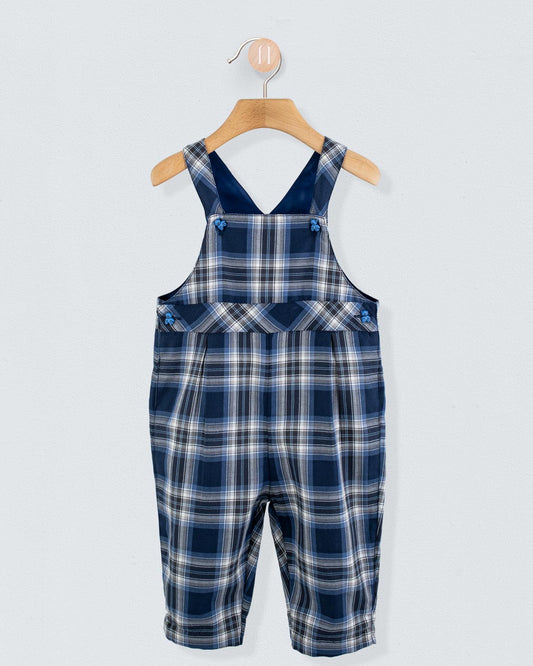 Bear Italian Navy Tartan Overall - Romper