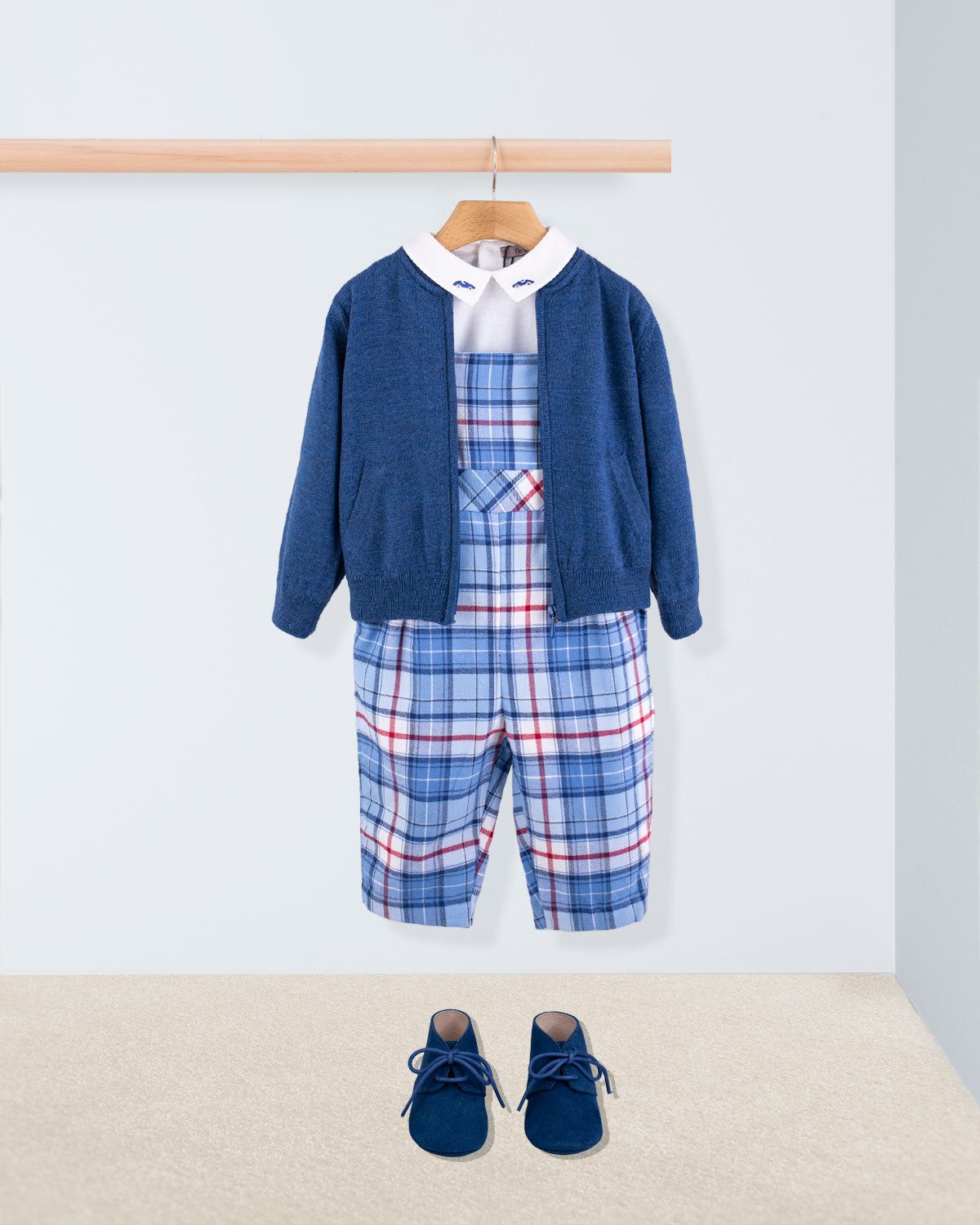 Bear Italian Royal Check Flannel Overall - Romper