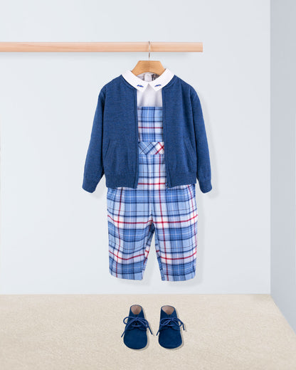Bear Italian Royal Check Flannel Overall - Romper
