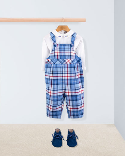 Bear Italian Royal Check Flannel Overall - Romper