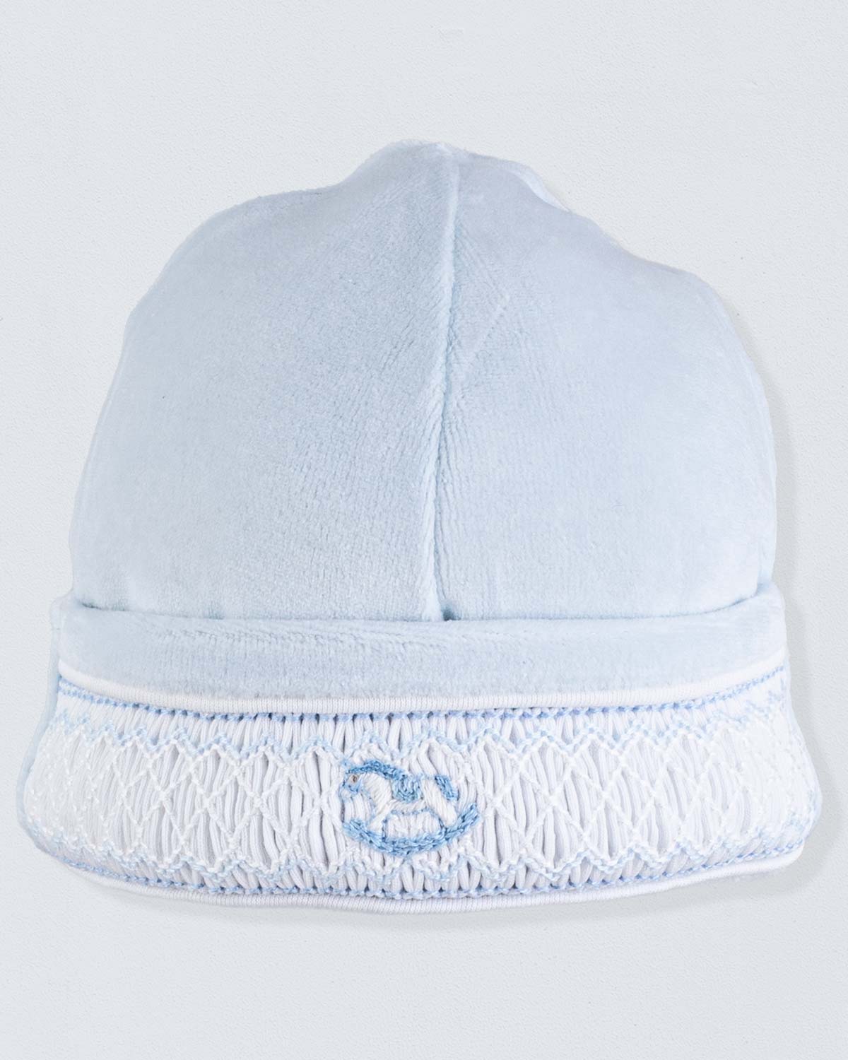 Pima Blue Velour Smocked Hat - Hat