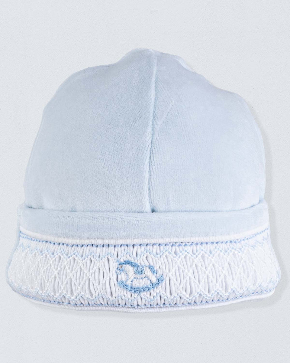Pima Blue Velour Smocked Hat