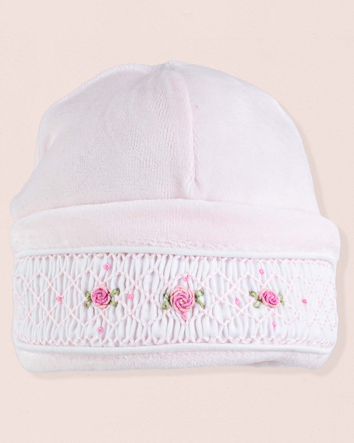 Pima Pink Velour Smocked Hat - Hat