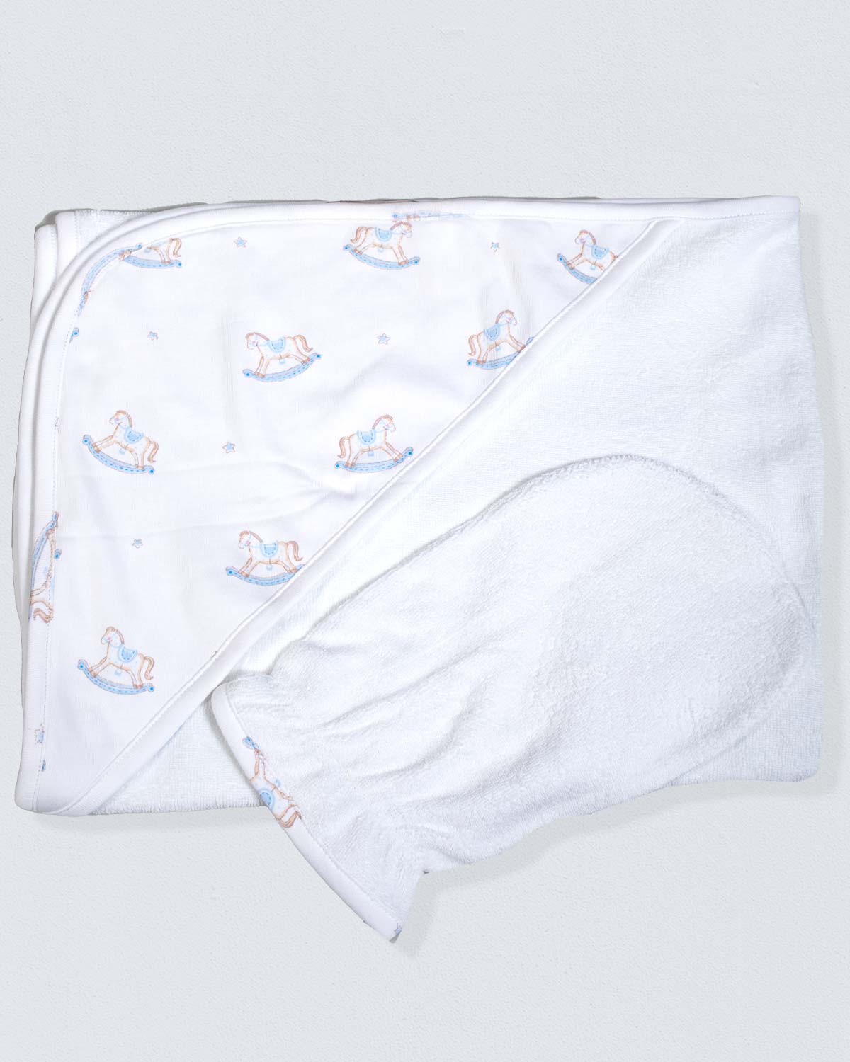Pima Blue Rocking Horses Towel - Layette