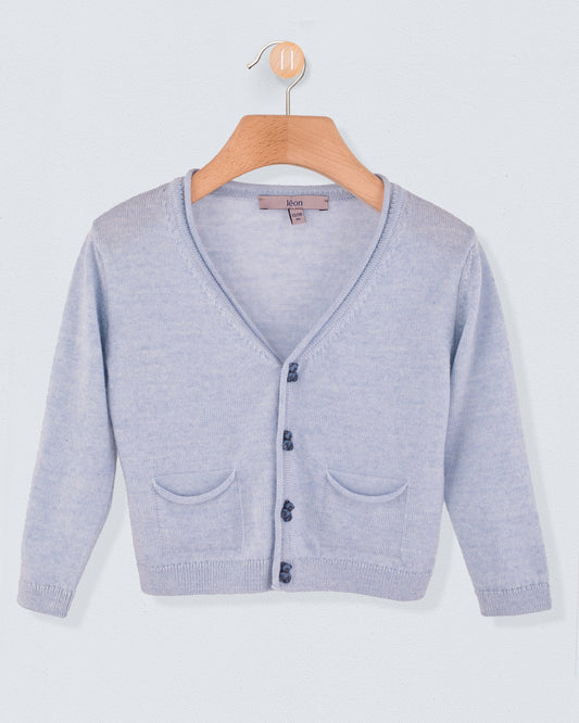 Peter Blue Mélange Wool Bear Cardigan - Sweater