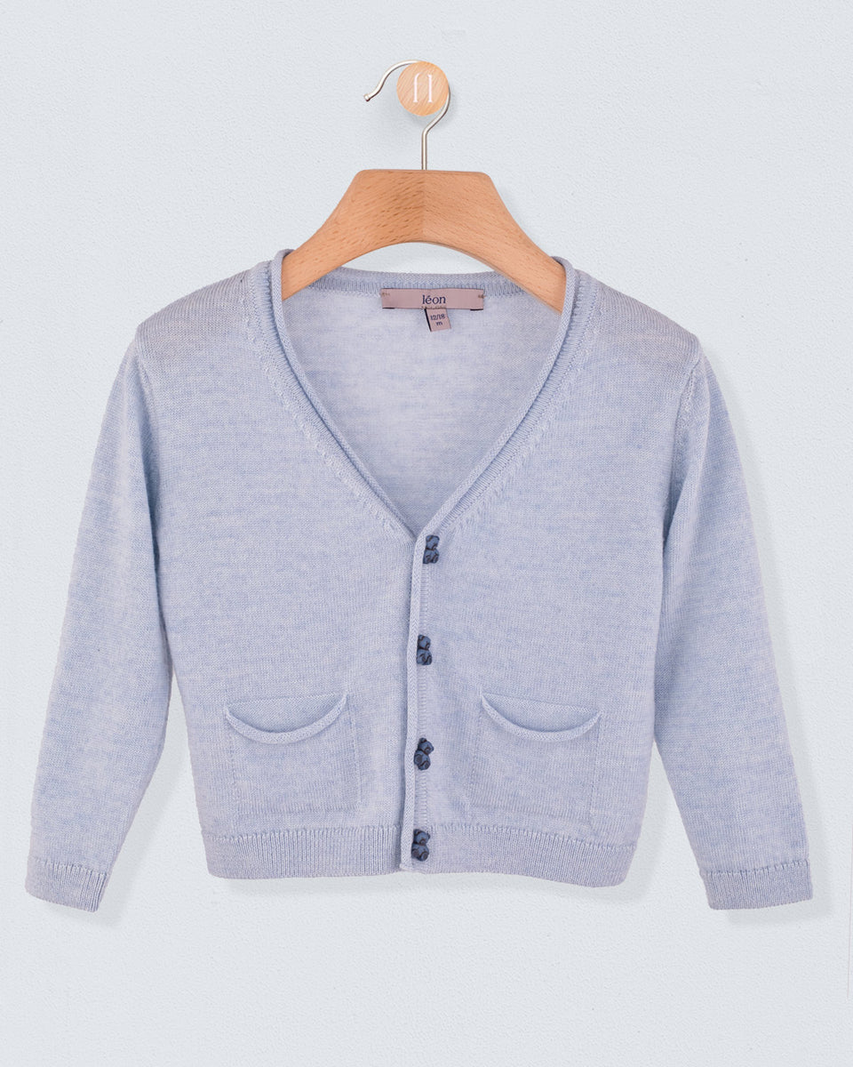 Peter Blue Mélange Bear Cardigan