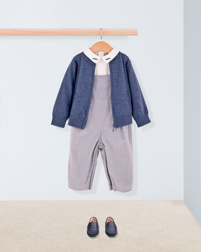 Bear French Blue Corduroy Overall - Romper
