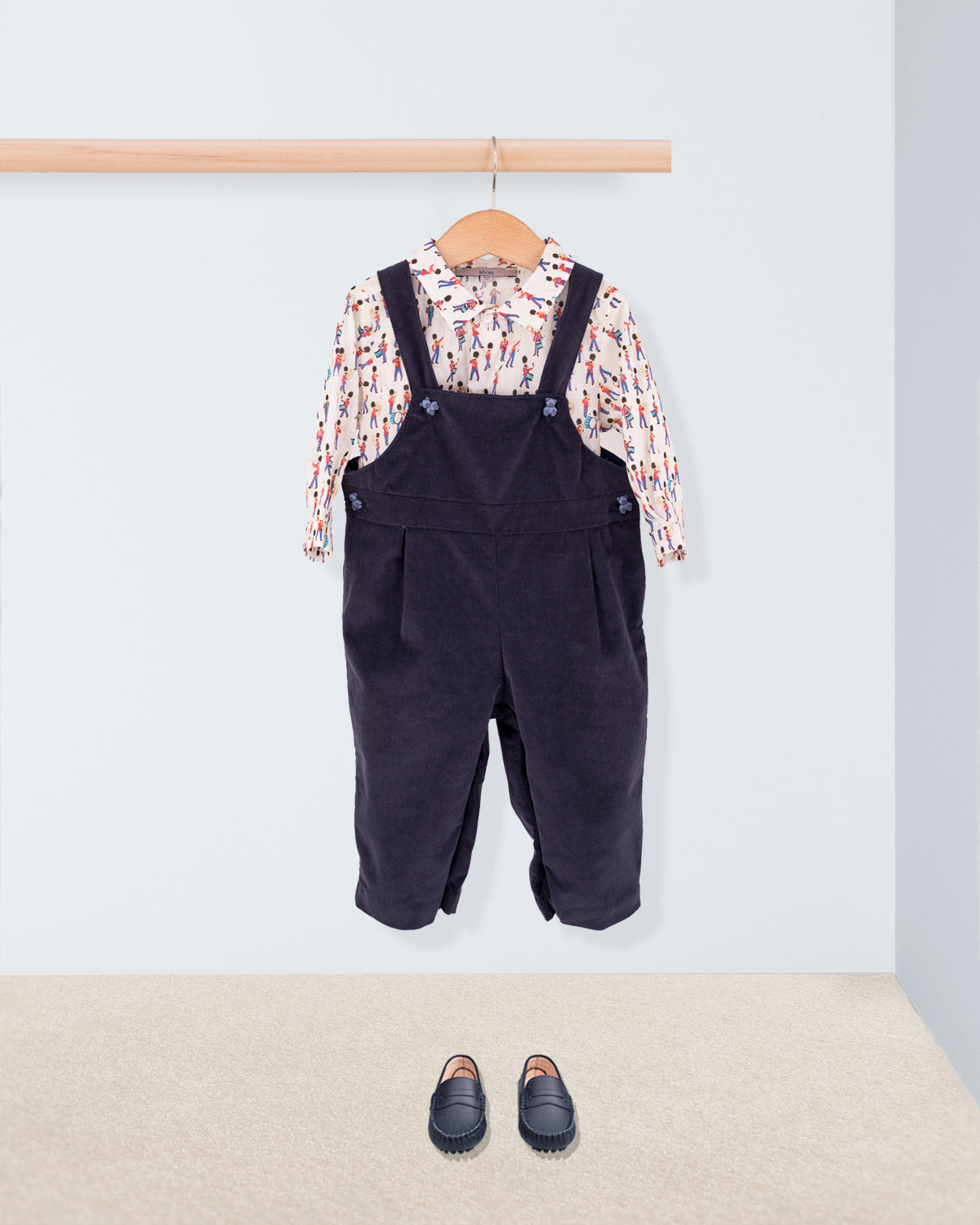 Bear Navy Corduroy Overall - Romper