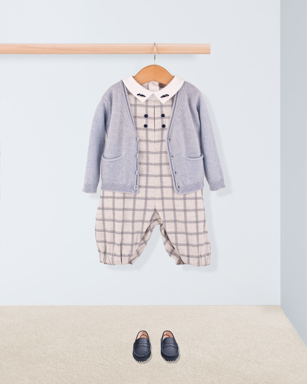 Harry French Blue Check Romper - Romper