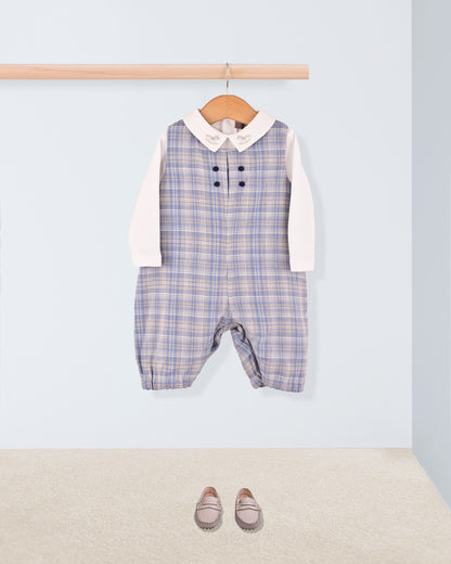 Harry Italian Blue Plaid Flannel Romper - Romper
