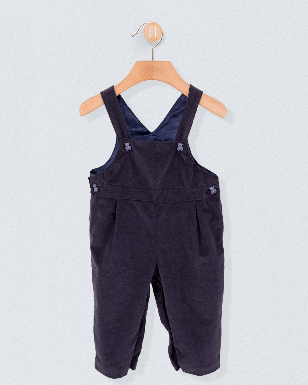 Bear Navy Corduroy Overall - Romper