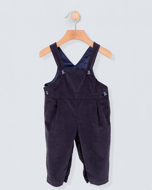 Bear Navy Corduroy Overall - Romper