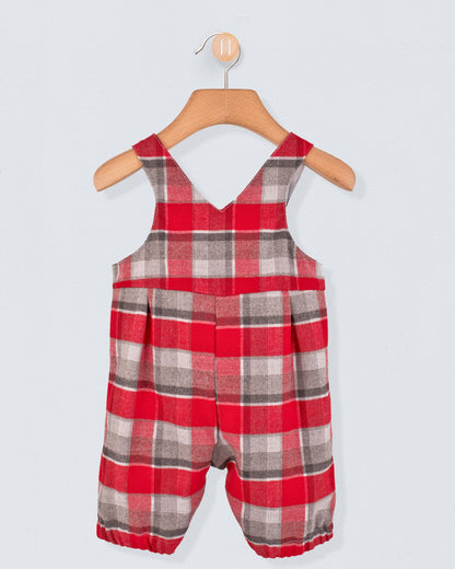 Bear Red Plaid Flannel Shortall - Romper