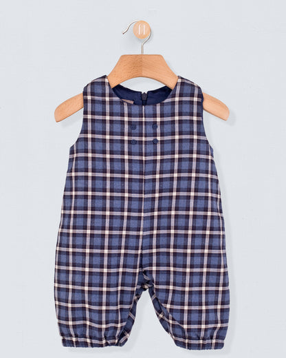 Harry Italian Navy Plaid Flannel Romper - Romper