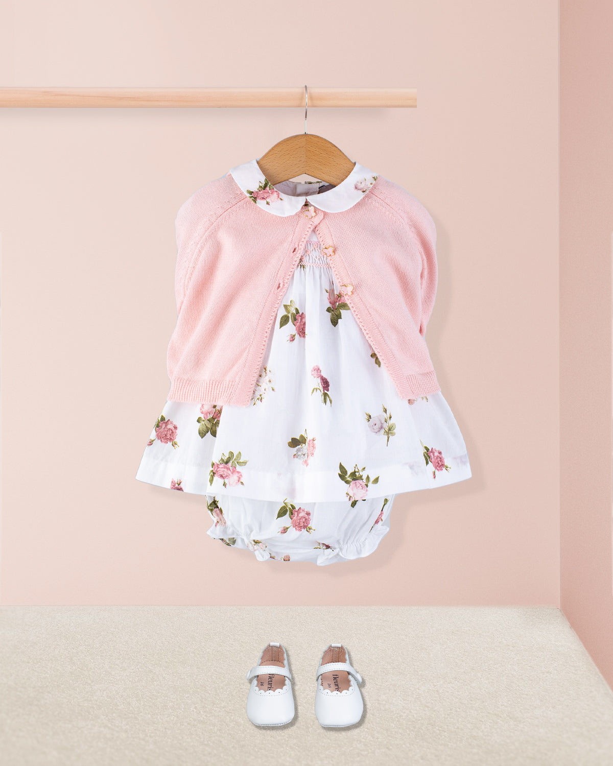 Baby Madeline Delicate Rose Dress and Diaper Cover - Baby Dress