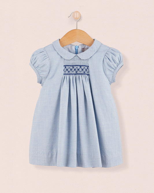 Baby Eveline Blue Flannel Dress - Baby Dress