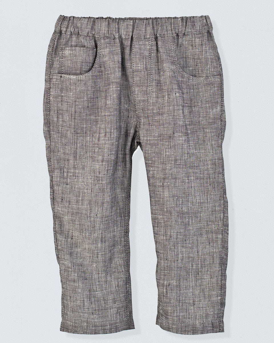 Bali Grey Mélange Linen Pull-On Pants