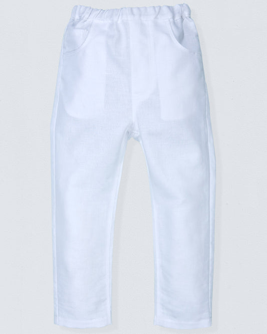 Bali White Linen Pull-On Pants - Pant