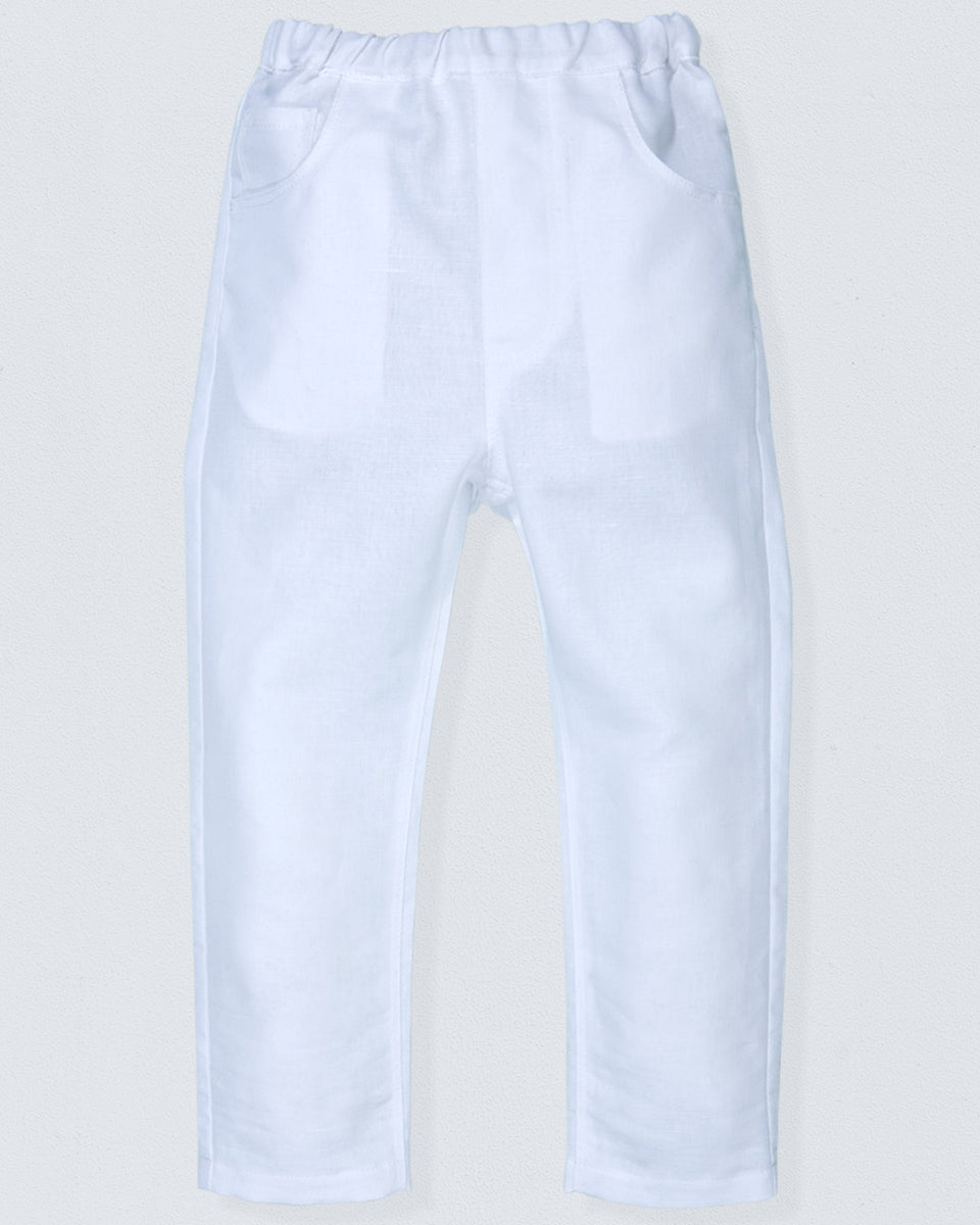 Bali White Linen Pull-On Pants